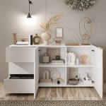 Madia Sabry 2 ante 3 cassetti bianco lucido rovere Kadiz