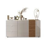 Madia Sabry 2 ante 3 cassetti bianco lucido rovere Kadiz