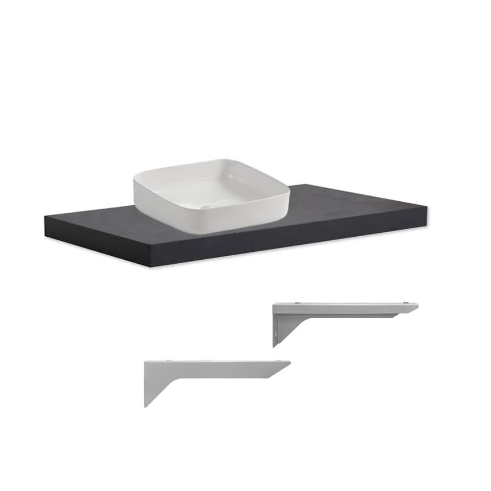 Mensolone da bagno 100x47 con lavabo da appoggio colore antracite