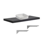 Mensolone da bagno 120x47 con lavabo da appoggio colore antracite
