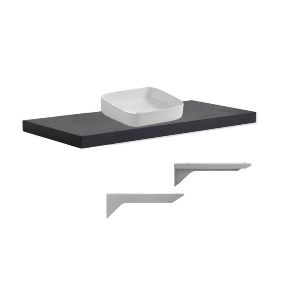 Mensolone da bagno 120x47 con lavabo da appoggio colore antracite