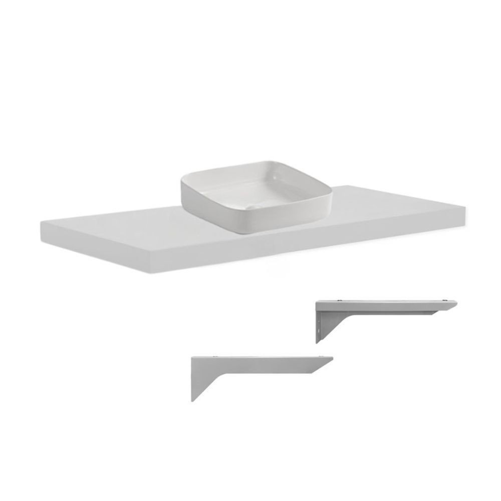 Mensolone da bagno 120x47 con lavabo da appoggio colore bianco