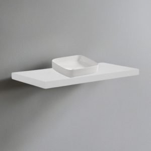 Mensolone da bagno 120x47 con lavabo da appoggio colore bianco