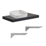 Mensolone da bagno 80x48 con lavabo da appoggio colore antracite