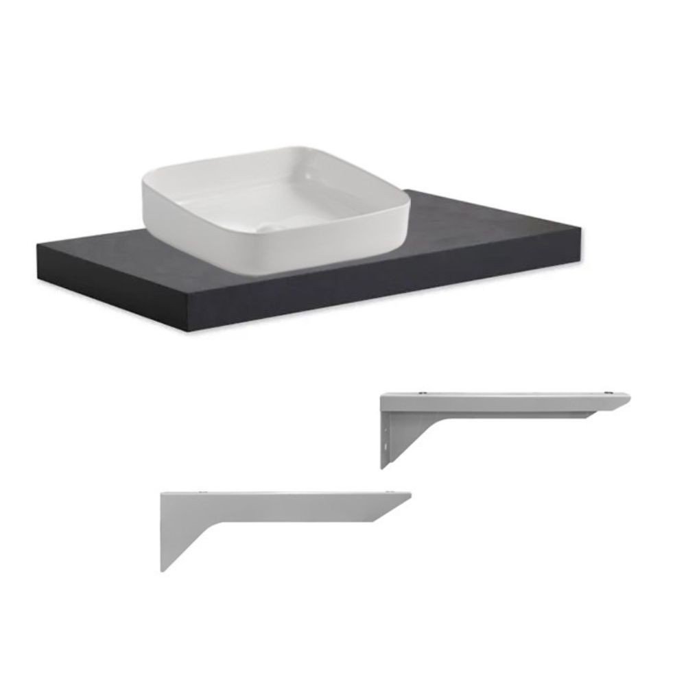 Mensolone da bagno 80x48 con lavabo da appoggio colore antracite
