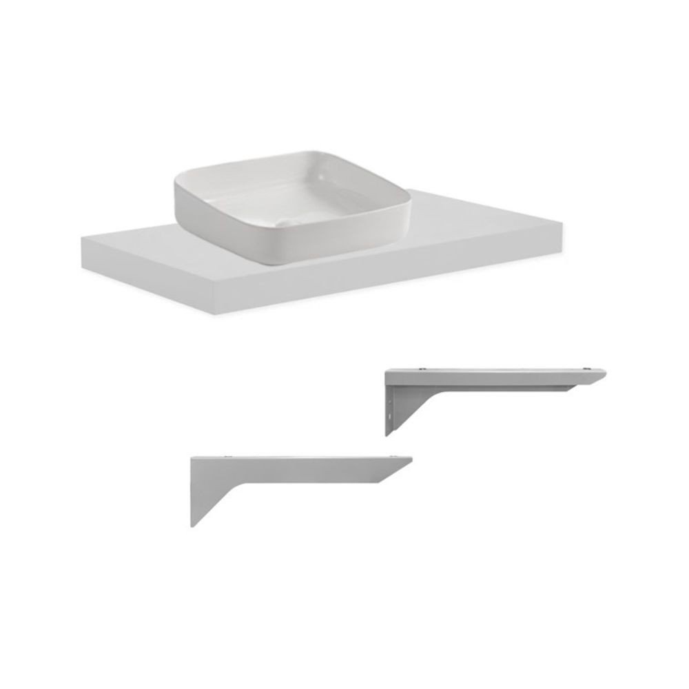 Mensolone da bagno 80x48 con lavabo da appoggio colore bianco