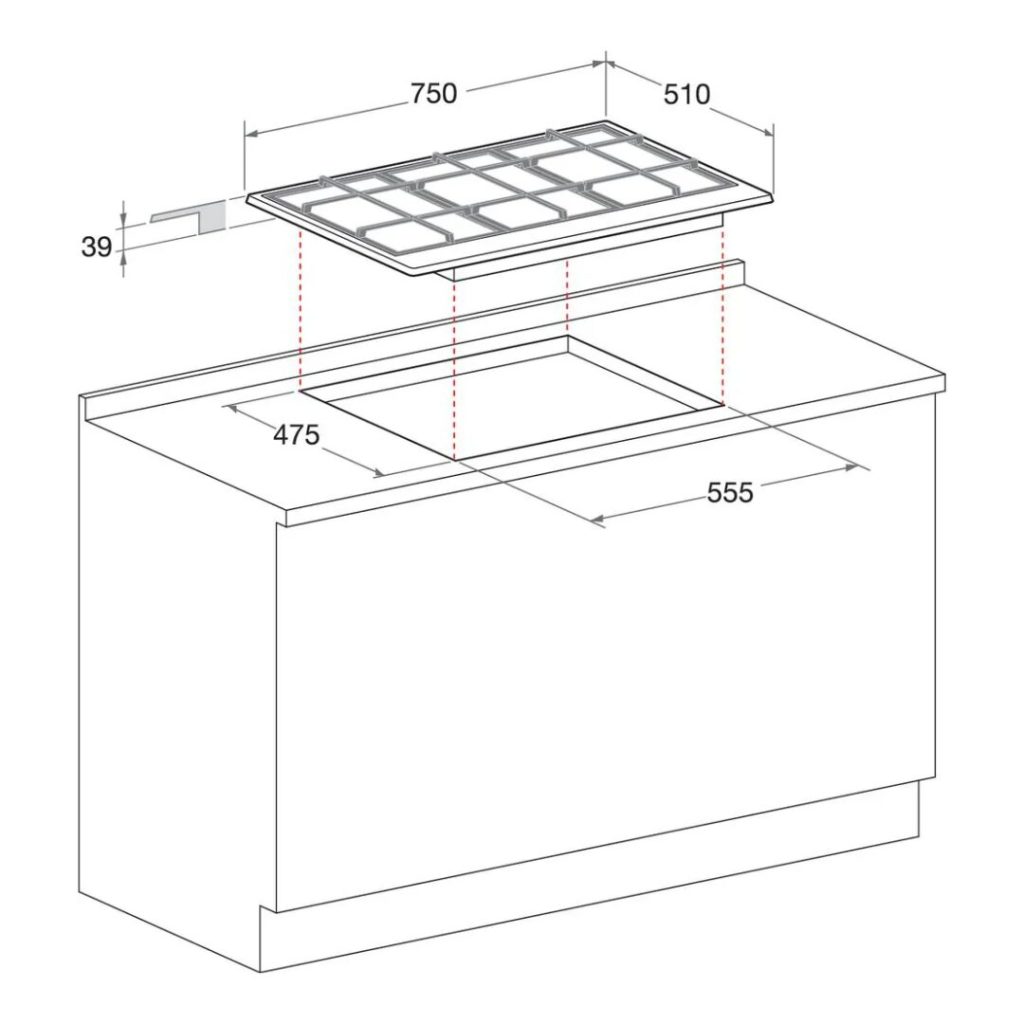 Piano Cottura HOTPOINT ARISTON 5 Fuochi a Gas 75 cm - PCN750TAVR