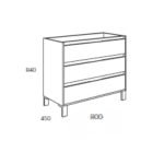 Mobile bagno Bolton con 3 cassetti 80x45x84 cm colore bianco laccato lucido