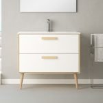 Mobile bagno Nordic con struttura in rovere e 2 cassetti bianco opaco