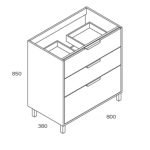 Mobile bagno Triana con 3 cassettoni colore rovere