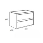 Mobile bagno sospeso Bolton con 2 cassetti 60x45x48 cm colore bianco laccato lucido
