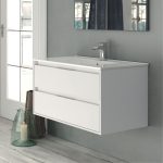 Mobile bagno sospeso Bolton con 2 cassetti 80x45x48 cm colore bianco laccato lucido