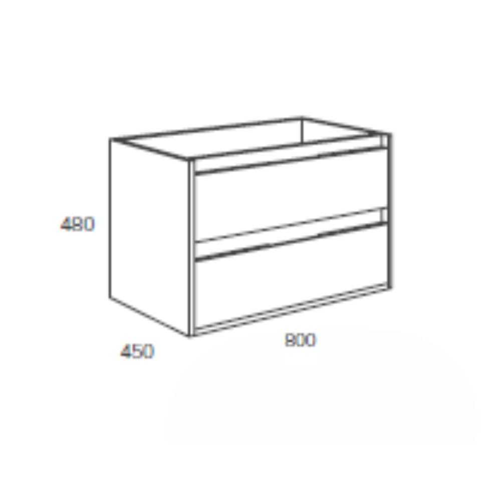 Mobile bagno sospeso Bolton con 2 cassetti 80x45x48 cm colore cemento