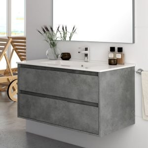 Mobile bagno sospeso Bolton con 2 cassetti 80x45x48 cm colore cemento