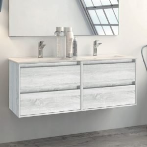Mobile bagno sospeso Bolton con 4 cassetti 120x45x48 cm colore rovere grigio ghiaccio