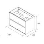 Mobile bagno sospeso Claros80 grigio opaco con lavabo 2 cassetti 80x45x56h