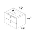 Mobile bagno sospeso Invicta con due cassetti colore blu e maniglie nere 60x45x48 cm.