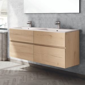 Mobile bagno sospeso Londres con 4 cassetti 140x45x59 cm colore rovere
