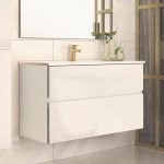 Mobile bagno sospeso Londres con due cassetti 100x45x59 cm colore bianco lucido