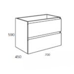 Mobile bagno sospeso Londres con due cassetti 70x45x59 cm colore bianco lucido