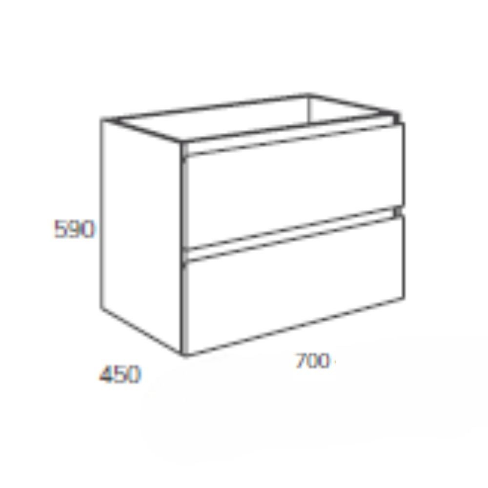 Mobile bagno sospeso Londres con due cassetti 70x45x59 cm colore bianco lucido