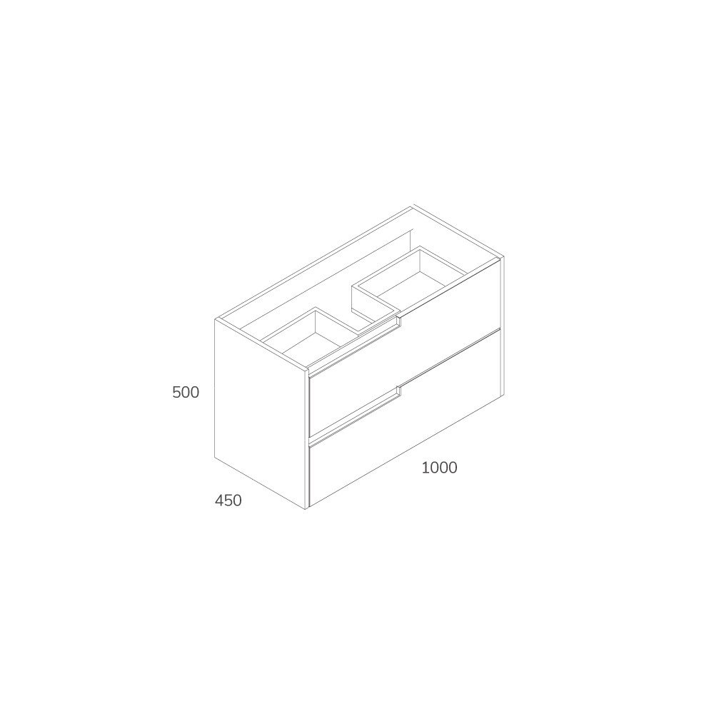 Mobile bagno sospeso Modular con due cassettoni 100x45x50 cm colore cashemere