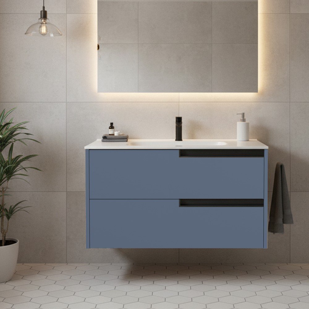 Mobile bagno sospeso Modular con due cassettoni 80x45x50 cm colore azzurro