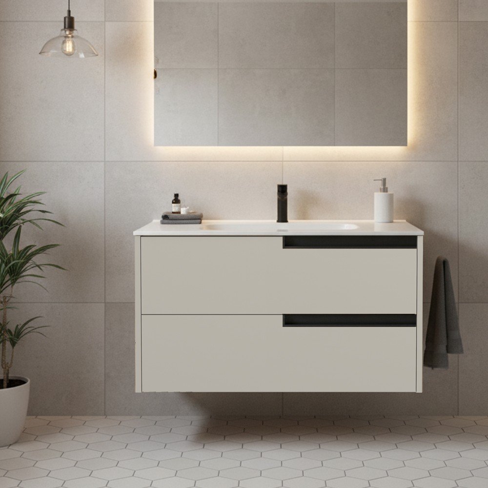Mobile bagno sospeso Modular con due cassettoni 80x45x50 cm colore cashmere