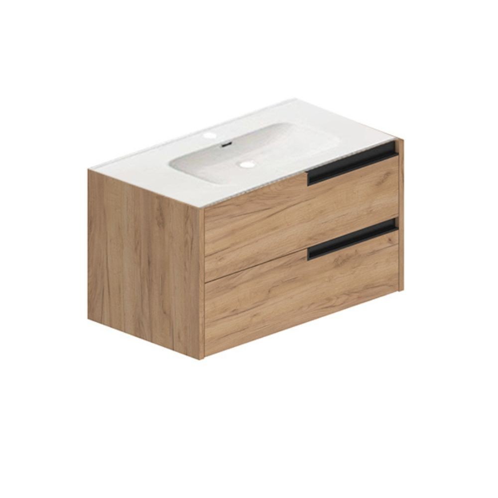 Mobile bagno sospeso Modular con due cassettoni 80x45x50 cm colore rovere miele