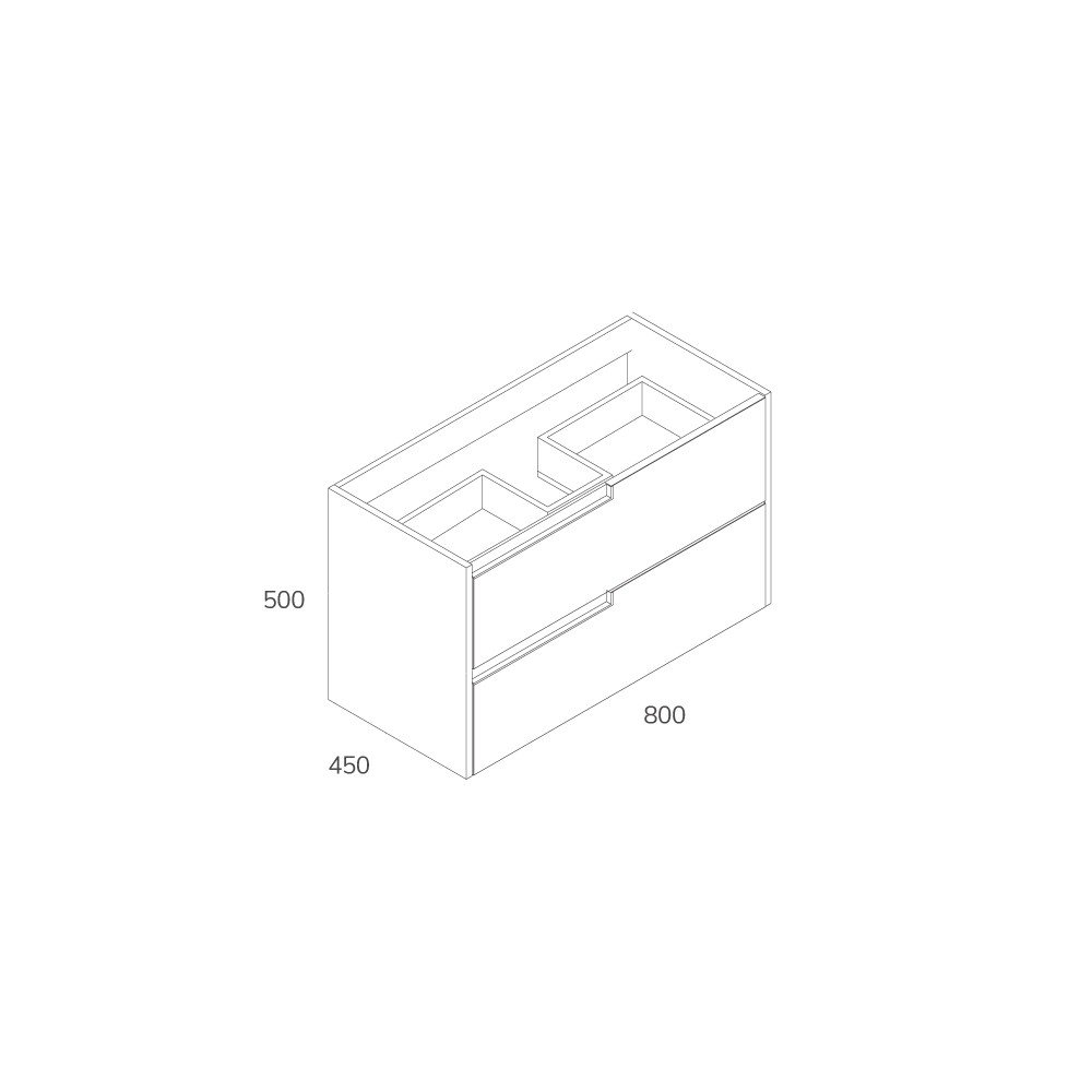 Mobile bagno sospeso Modular con due cassettoni 80x45x50 cm colore rovere miele