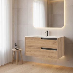 Mobile bagno sospeso Modular con due cassettoni 80x45x50 cm colore rovere miele