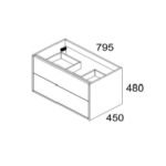 Mobile bagno sospeso Push con due cassettoni 80x45x48 colore bianco opaco