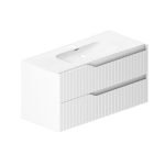 Mobile bagno sospeso Soho con due cassetti effetto cannettato colore bianco opaco 100x45x50 cm.