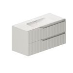 Mobile bagno sospeso Soho con due cassetti effetto cannettato colore cashmere opaco 100x45x50 cm.