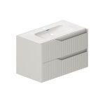 Mobile bagno sospeso Soho con due cassetti effetto cannettato colore cashmere opaco 80x45x50 cm.