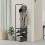 Mobile ingresso Archy con 4 ganci appendi abiti e scarpiera in colore retro grey