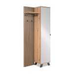 Mobile ingresso Medan 42A cannettato con specchio e 4 ripiani interni colore quercia e antracite