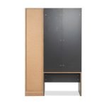 Mobile ingresso Medan 42B cannettato con 2 ante e panca colore quercia e antracite
