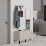 Mobile ingresso Mila con scarpiera ganci appendi abito e specchio colore cashmere