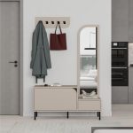 Mobile ingresso Mila con scarpiera ganci appendi abito e specchio colore cashmere