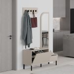 Mobile ingresso Mila con scarpiera ganci appendi abito e specchio colore cashmere