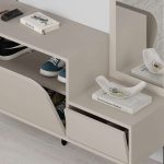 Mobile ingresso Mila con scarpiera ganci appendi abito e specchio colore cashmere