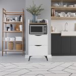Mobile multiuso Gorki con cassetti bianchi e ripiano rovere
