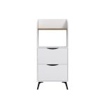 Mobile multiuso Gorki con cassetti bianchi e ripiano rovere