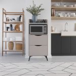 Mobile multiuso Gorki con cassetti tortora e ripiano carrara bianco