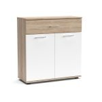 Mobile multiuso Irys con 2 ante e un cassetto colore bianco e rovere sonoma
