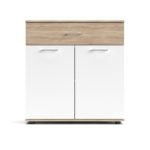 Mobile multiuso Irys con 2 ante e un cassetto colore bianco e rovere sonoma