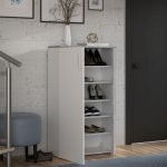 Mobile multiuso Lucio 2 ante H 120cm. colore bianco e cemento
