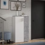 Mobile multiuso Lucio 2 ante H 120cm. colore bianco e cemento