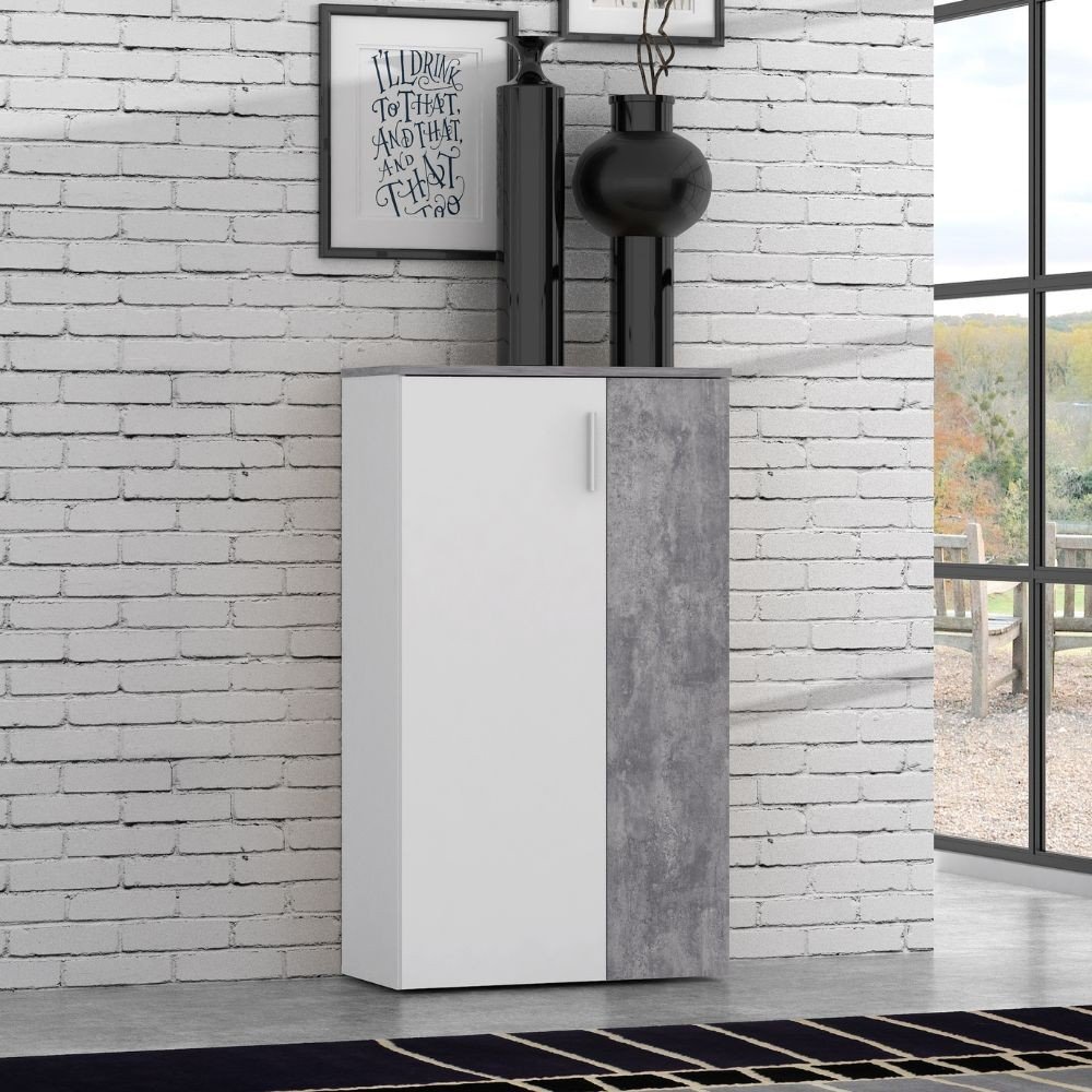 Mobile multiuso Lucio 2 ante H 120cm. colore bianco e cemento